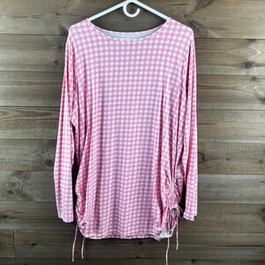 Lands End Draper James Womens Cover Up Picnic Check Stretch Ruch Tie Swim 1X